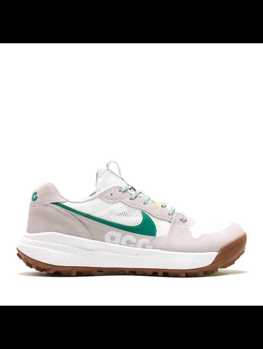 Nike ACG Gray and White Sneakers with Green Accents Men's Size 8